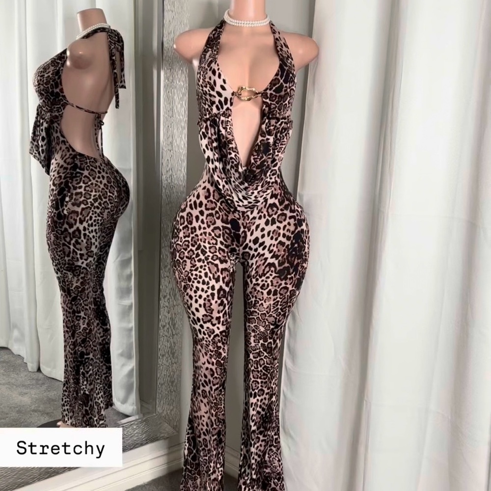 Fashion Nova Brown Leopard Jumpsuit